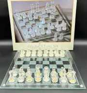 Fifth Avenue Crystal Chess Set Frosted Glass w/ Original Box