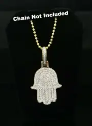 Promise Yellow Sterling silver "HAMSA" Shape Pendant with 3.38ct Cubic Zirconia