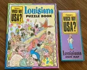 Vintage HIGHLIGHTS WHICH WAY USA? LOUISIANA State Facts Puzzle Book & Map