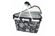 Sachi Insulated Foldable Picnic Carry Basket Bag with Lid Camellia Black