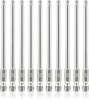 10Pcs Ball End Hex Head Screwdriver Bits Set, 4mm Magnetic Tips Ball End Drill Bit Magnetic with 1/4 Inch Hex Shank, 100mm Length