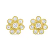 0.1 CT. T.W. Composite Diamond Flower Stud Earrings in 10K Gold