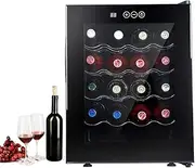 16 Bottle Electric Wine Chiller, Commercial Constant Temperature Wine Refrigerator, Free-Standing Wine Cooler Drinks Fridge, Indoor Red Wine Cabinets with Glass Door