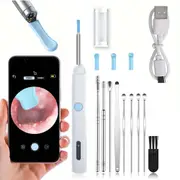 Visual Ear Wax Removal Kit Wireless Ear Camera Otoscope with Lights-White