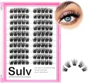 SULV Lash Cluster Color Black Lashes Clusters Large Tray D Curl 10mm,12mm,14mm,16mm,18mm to Choose Lashes Extensiond Lashes Wispy Lashes Extensions (BLACK F03#-18mm)
