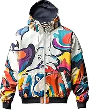 [Sumairah] Mens Windbreaker Anorak Lightweight Outdoor Casual Rain Protection Waterproof Nylon Hooded Windbreaker Jackets(White - Windbreaker, Large)