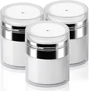 Augous 3 Pack 30ml Airless Pump Jars,Empty Acrylic Makeup Cosmetic Jar Containers with Press Pump,Refillable Airless Travel Lotion Jar With Lid for Thick Moisturizer,Skincare Cream(white)