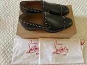 Christian Louboutin Dandy Cloo Flat Black Calf Leather Spike Dress Loafer 43 10