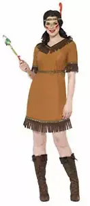 Indian Maiden Costume, Brown, with Dress, Belt and HeadbandUK Dress 12-14 Mediu