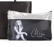 Celine Dion Collection Huge Signature Silver & Black Photo Print Pouch Zip Bag