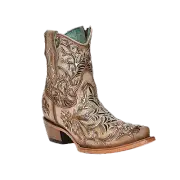 Corral® Ladies Bone & Gold Handcrafted Leather Booties C4007