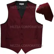 New Men's Tuxedo Vest Vertical Stripes 2.5" Skinny Necktie prom party Burgundy