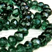 CZECH Glass Bead lot Dark Olive transparent FACETED RONDELLE 8x6mm 100 beads