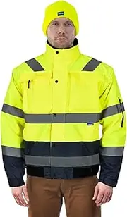 [AYKRM] Detachable sleeves Waterproof Comfort Hi Vis Winter Bomber Jacket High Visibility Safety Security Reflective Workwear