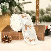Wired Christmas Tree & Reindeer Burlap Ribbon Roll - Grey