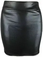 [R&N FASHIONS] Womens Pencil Mini Skirt HIGH Waist Wet Look Faux Leather Ladies Mini Skirt
