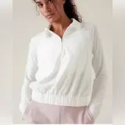 Athleta Advantage Polo Top Quarter Zip Pullover in Bright White Size XL
