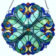 12" Stained Glass Panel Decorative Window Hanging Suncatcher Round Tiffany Style