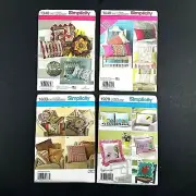 Lot of 4 Simplicity Patterns - Decorative Pillows #1340, 1440, 1633, 1929