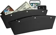lebogner 2 Pack Car Seat Gap Filler Premium PU Full Leather Seat Console Organizer, Car Pocket Organizer, Car Interior Accessories, Car Seat Side Drop Caddy Catcher