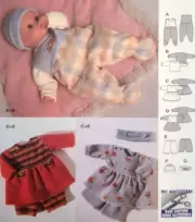 Uncut Burda 8841 Sewing Pattern Baby Doll Clothes Wardrobe Jumper Dress 8-18"