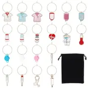 20PCS Wine Glass Charms - Nurse Themed Stemware Markers with Stethoscope,Syri...