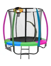 [Kahuna] Trampoline 6ft with Basketball Set Mat Pad Net LadderRainbow