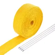 Fiberglass Exhaust Wrap Tape, 2"x50' Yellow Header Heat Wrap with 4 Ties