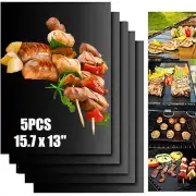 BBQ Grill Mats Set of 5 Outdoor Cooking Baking Non Stick Reusable Grilling Mat
