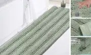 Sage Green Bathroom Rugs Runner Extra Long Large Bath Mat Plush Shaggy
