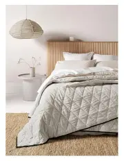 [Aura Home] Chambray Mini Stripe Coverlet in Smoke