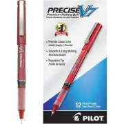 PILOT Precise V7 Stick Liquid Ink Rolling Ball Stick Pens, Fine Point, Red Ink,