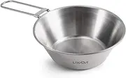 RAYWE Stainless Steel Bowl with Foldable Handle for Outdoor Camping Hiking Backpacking Picnic
