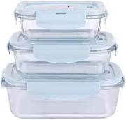 3 Piece Borosilicate Glass Food Storage Container Set with Lids