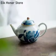 100ml Ancient Blue And White Ceramic Teapot Hand Painted Lily Single Pot