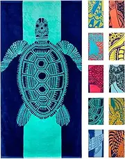 Nova Blue Turtle Beach Towel – Tropical Blue Colors with A Unique Design, Extra Large, XL (34”x 63”) Made from 100% Cotton for Kids & Adults