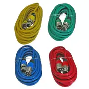 4 PACK LOT 25 FT colored shielded XLR mic microphone audio cords cable 100 foot