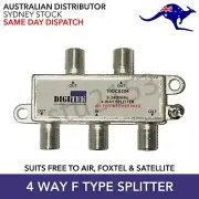 TV Antenna Splitter Digitek 4-Way Aerial F-Type 5-2400MHz Power Pass For Foxtel