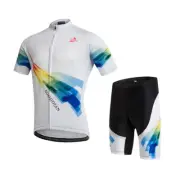 Men's Cycling Set Full Zip Cycle Jersey Shirt & Bike Padded Shorts Coolmax Kit