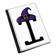 Letter I Witches Wizard Hat Passport Holder Cover Case Witch Halloween Alphabet