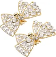[BESTYASH] 1 Pair Detachable Bowknot Rhinestone Shoe Clips Charms Heels Bridal Shoe Buckles Sparkling Shoes Brooch Embellishments Decoration Accessories For Women