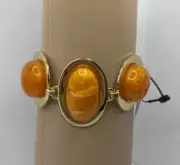 Chico's Butterscotch Amber Lucite Cabochon Bracelet 7.5" Long NWT