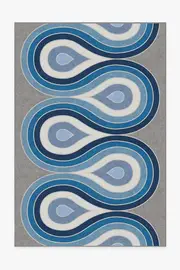 185' x 275' | Machine Washable Runner Rug | Kid & Pet Friendly | Indoor Rug | Jonathan Adler Milano Blue Steel Rug | Ruggable