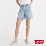 【LEVIS 官方旗艦】女款 BAGGY中腰膝上寬鬆直筒丹寧牛仔短褲 人氣新品 A9311-0000