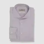 $325 Canali Men's Purple Tic-Weave Wool Silk Dress Shirt Size 46 IT/ 18 US