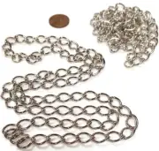Vintage Silver Plate Steel 30" Continuous 8mm Curb Chain Section / Necklace M130
