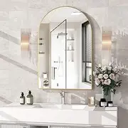 NEUWEABY Wall Mounted Mirror, Arched Wall Mirror for Bathroom, 24"x36"cm Arch Bathroom Mirror with Metal Frame, Gold Vanity Mirror Decor for Mantle, Bedroom, Entryway, Living Room