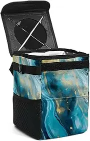Car Trash Can with Lid,Bag Hanging Storage Pockets Leak-Proof,Portable Garbage Bin,Abstract Abstract Ink Marble Stone