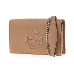 【GUCCI 古馳】598211 經典SOHO鍊帶WOC手拿/斜背兩用包(膚色)