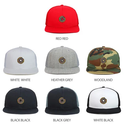 Youth Kid's Donut Patch Flat Bill Mesh Back Snapback Trucker Cap - FREE SHIPPING